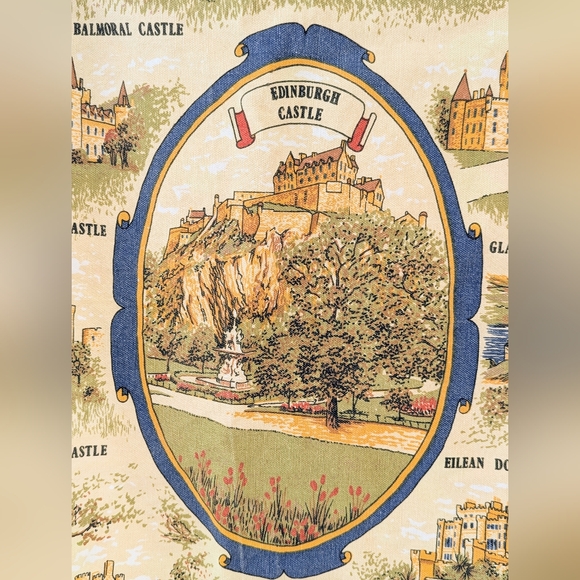 VTG 100% Cotton Scottish Castles Tea Towel Kitchen Dish Cloth Made in Britain - Picture 4 of 12